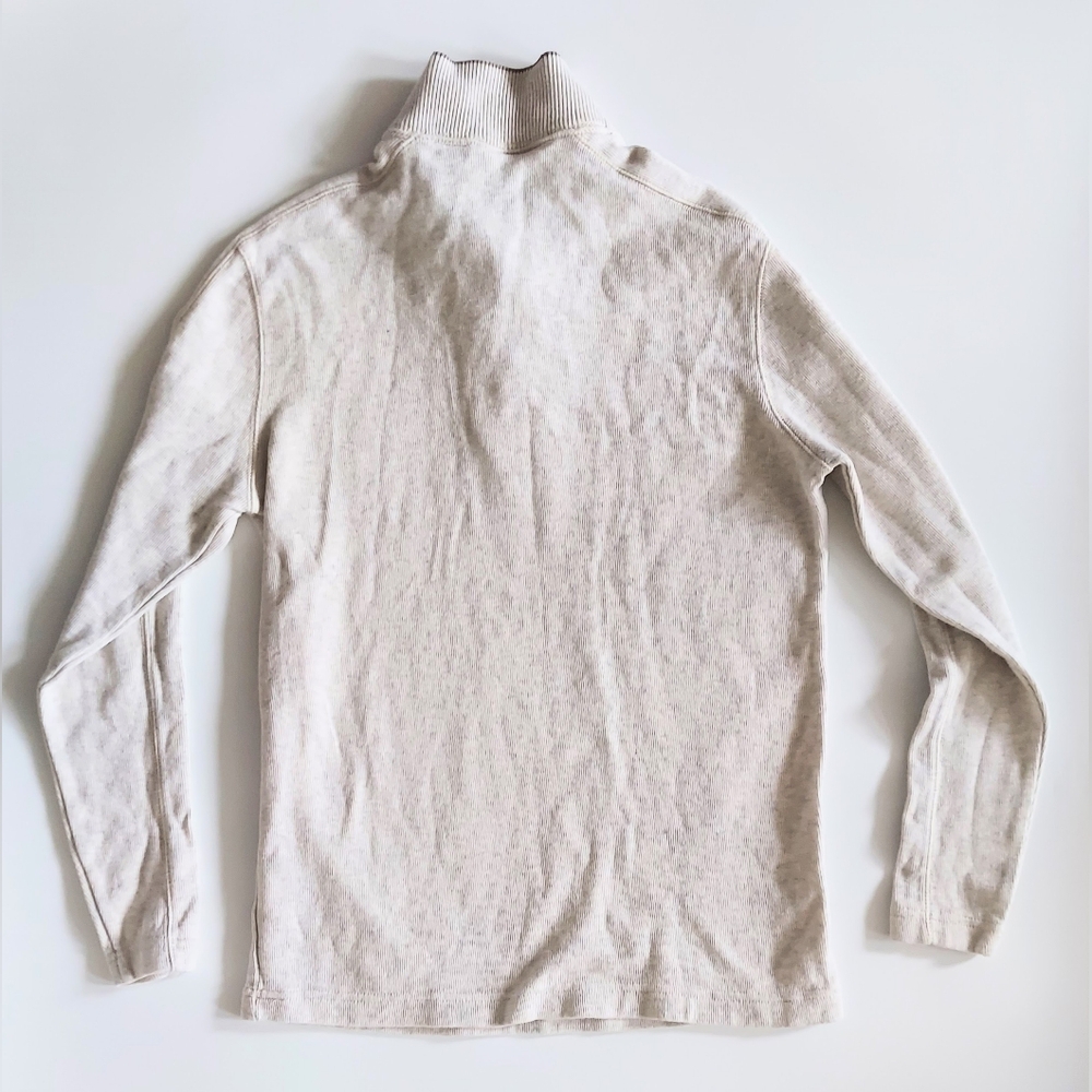 Tasso Elba Cotton Quarter Zip Long Sleeve Knit Pullover Beige Mens Medium - Picture 4 of 8